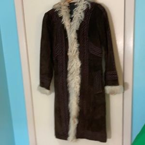 Woman’s Guess long genuine leather suede coat